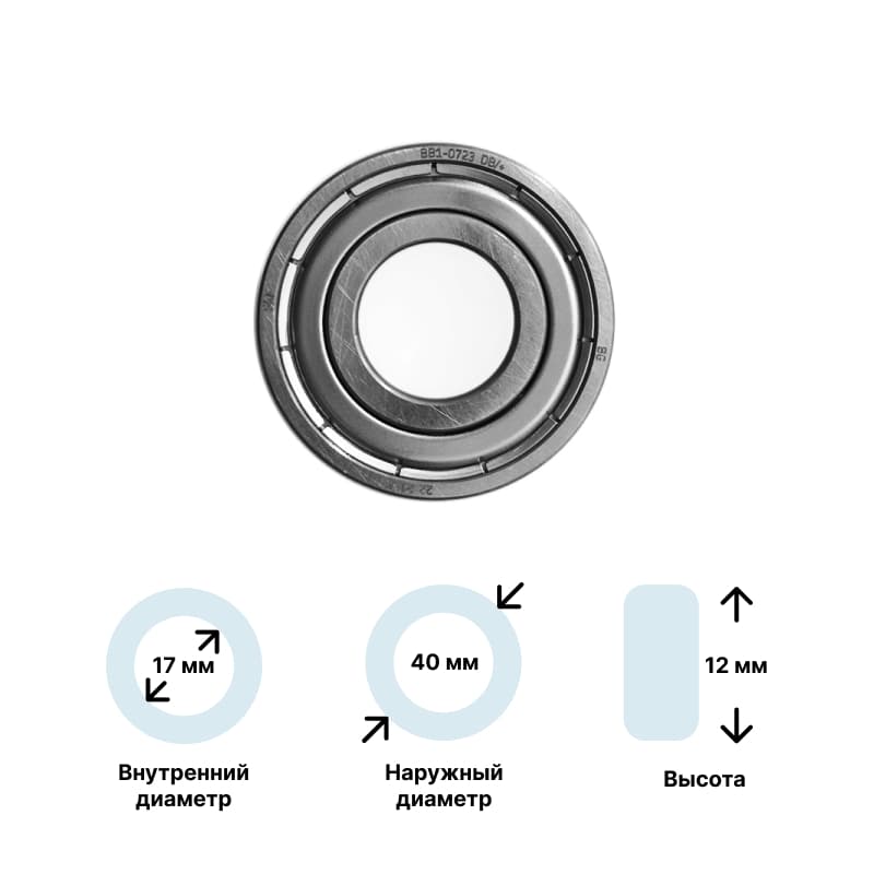 Подшипник для стиральной машины (6203-ZZ) 17x40x12 SKF - фото 1