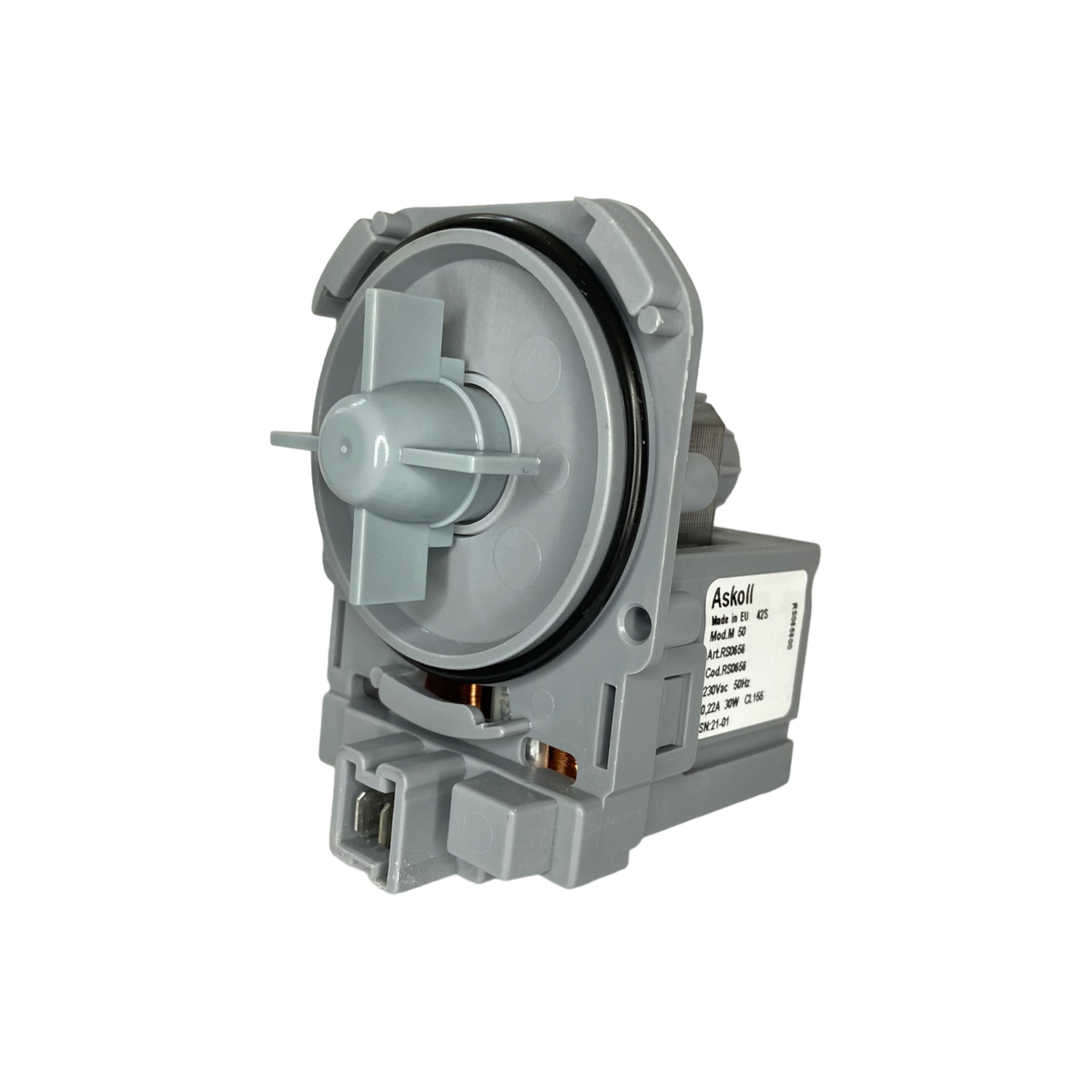 Насос для стиральной машины Askoll M50 30W 3 защелки, фишка вперед - миниатюра 4