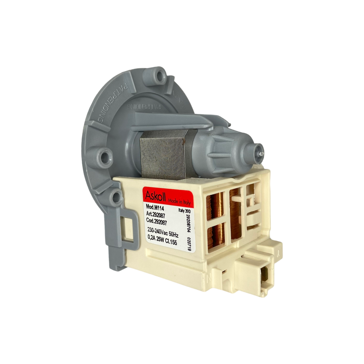 Насос для стиральной машины Askoll M114, 25W, 3 винта, фишка назад - миниатюра 3